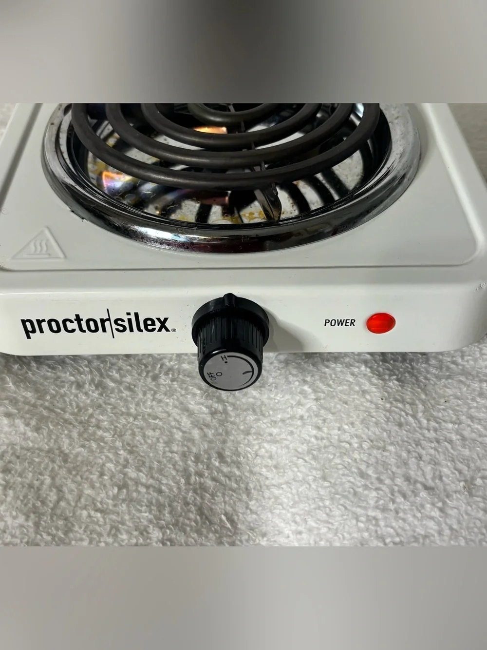 Proctor Silex White Single Electric Coil Burner Hot Plate